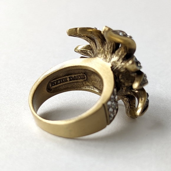 Signed HEIDI DAUS "Sublime Star" Black Statement Ring w/ Rhinestones Size 6.5 - Picture 4 of 12